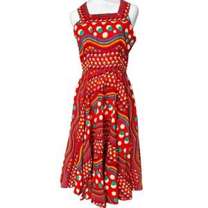 Vintage 80s Japanese Red Polka Dot Midi Dress Maximalist Yokohama Streetwear